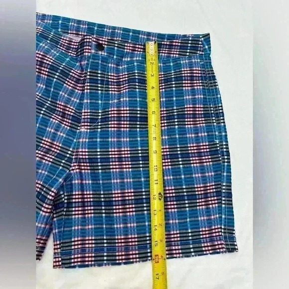 Bugatchi NEW Men’s Red White and Blue Plaid Textured Lightweight Swim Trunks - Picture 9 of 13